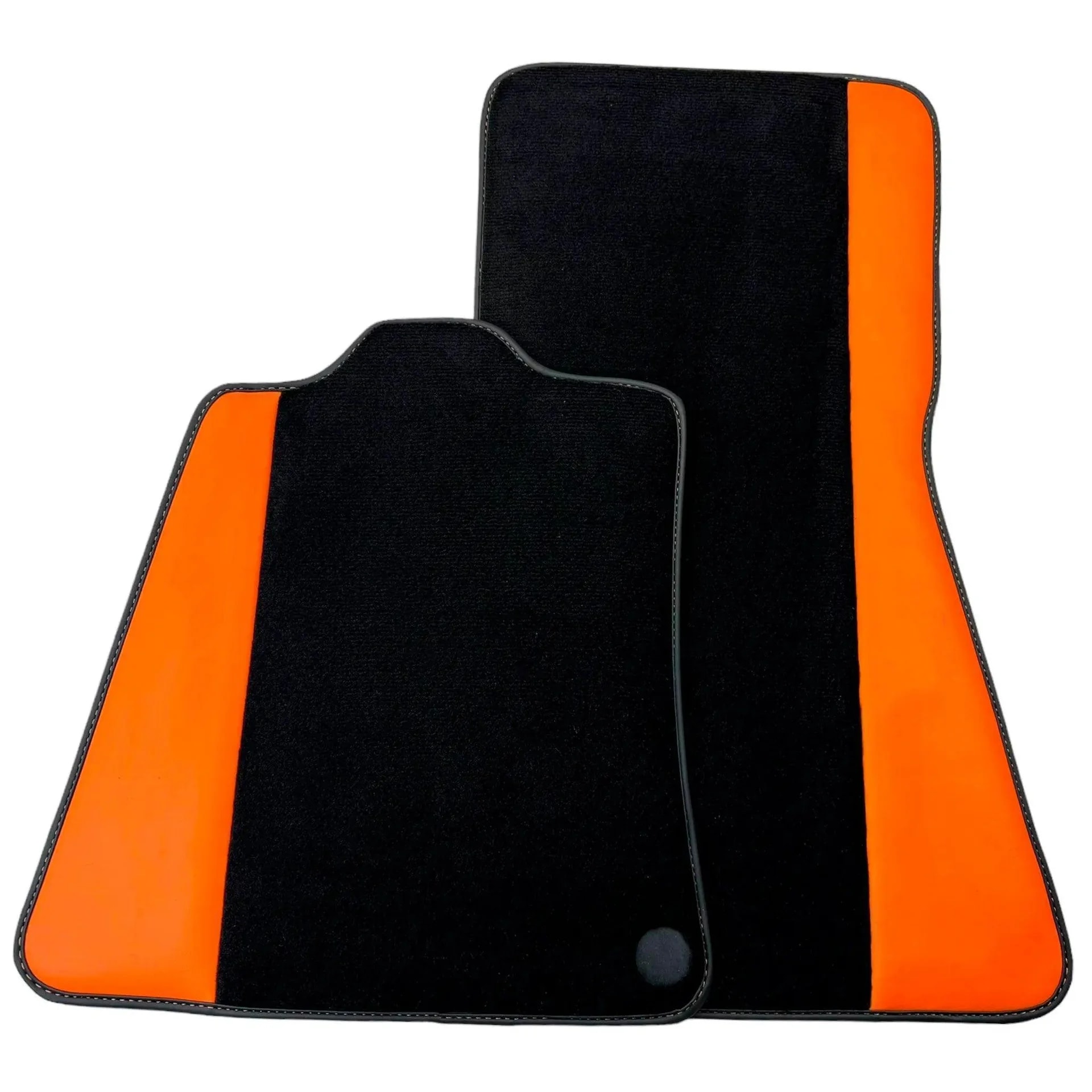 Black floor mats for McLaren 600LT with orange leather