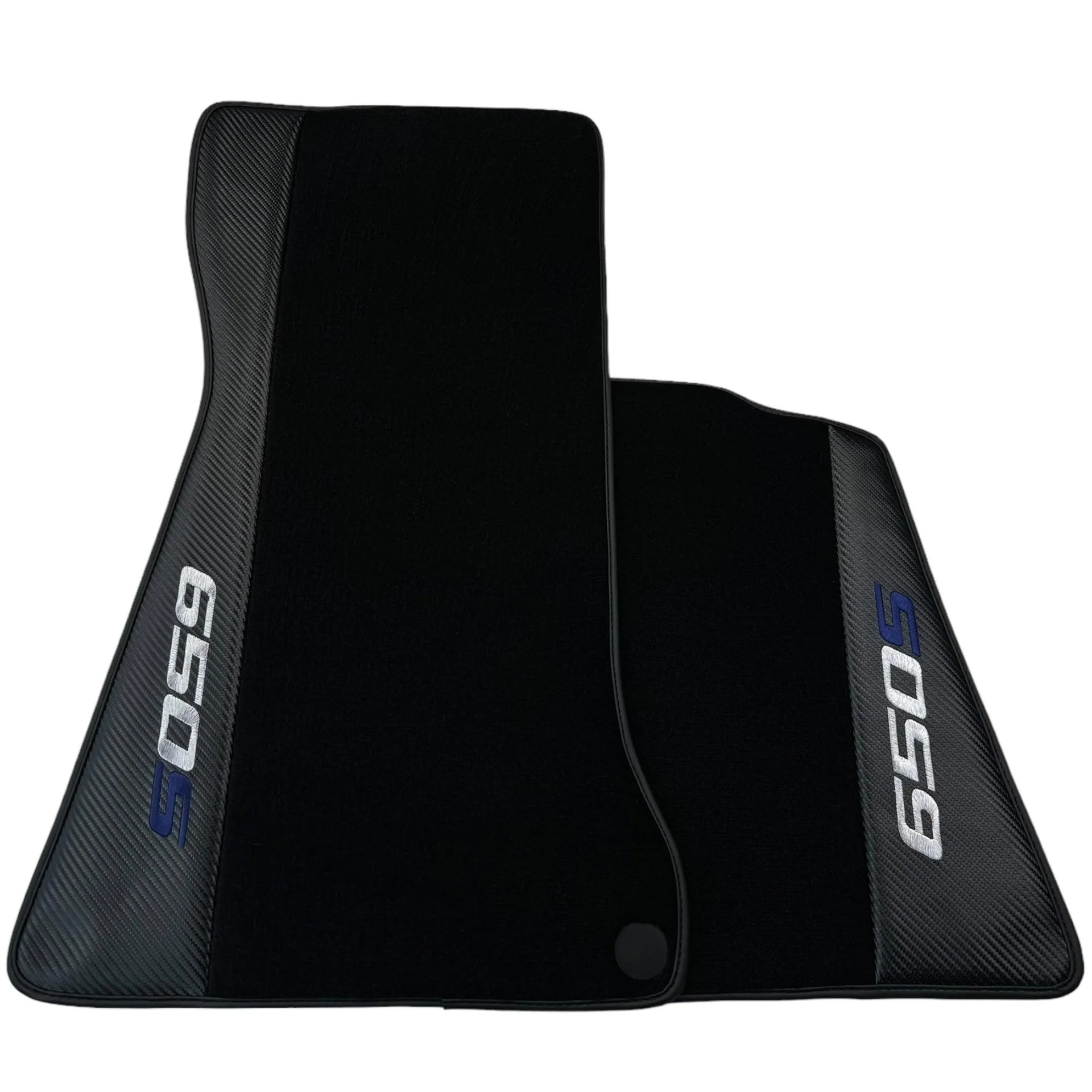 Black carbon floor mat for McLaren 650S front view