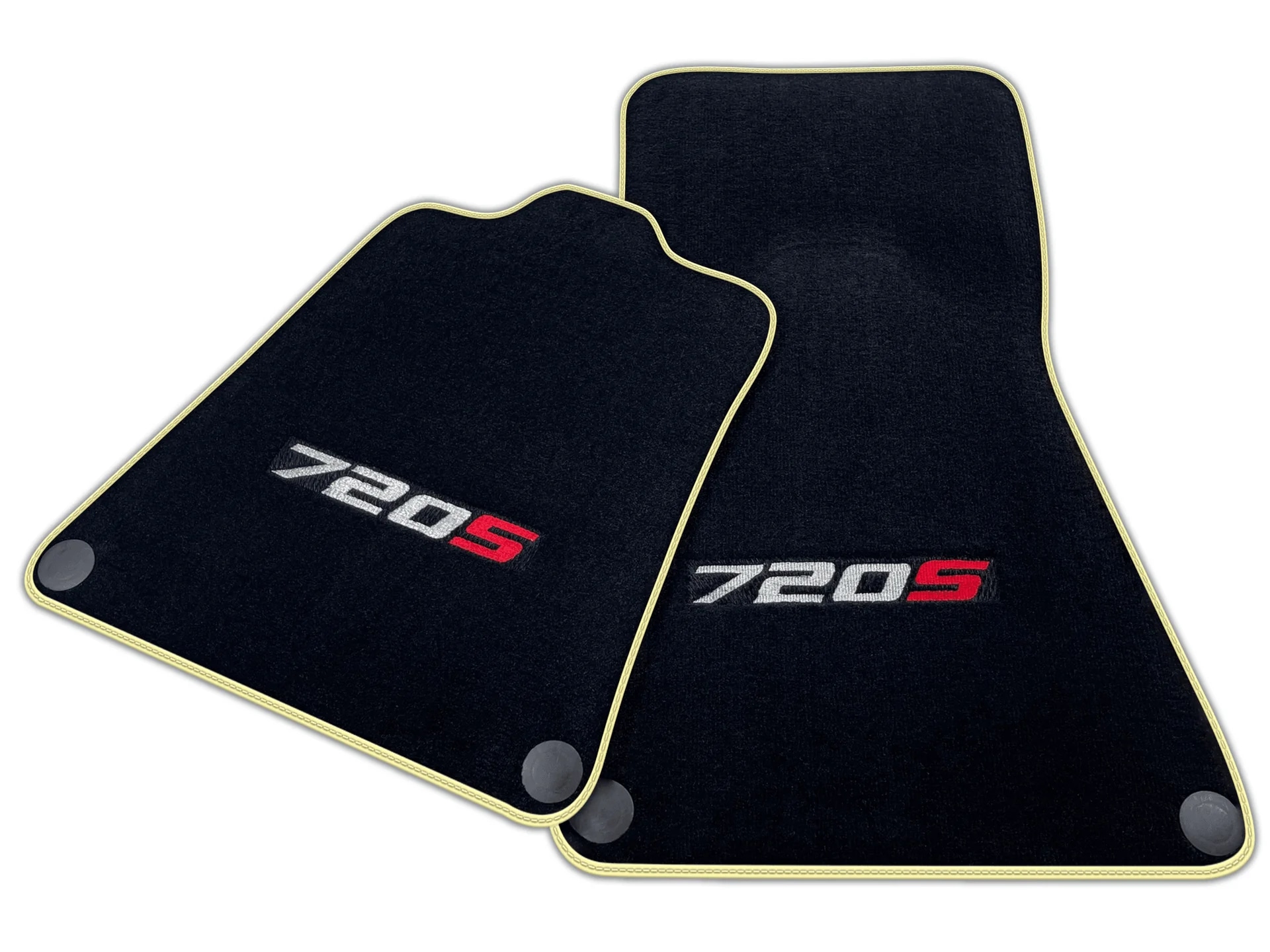 McLaren 720S custom fit premium quality floor mats with precise fitment, featuring durable material and stylish design.