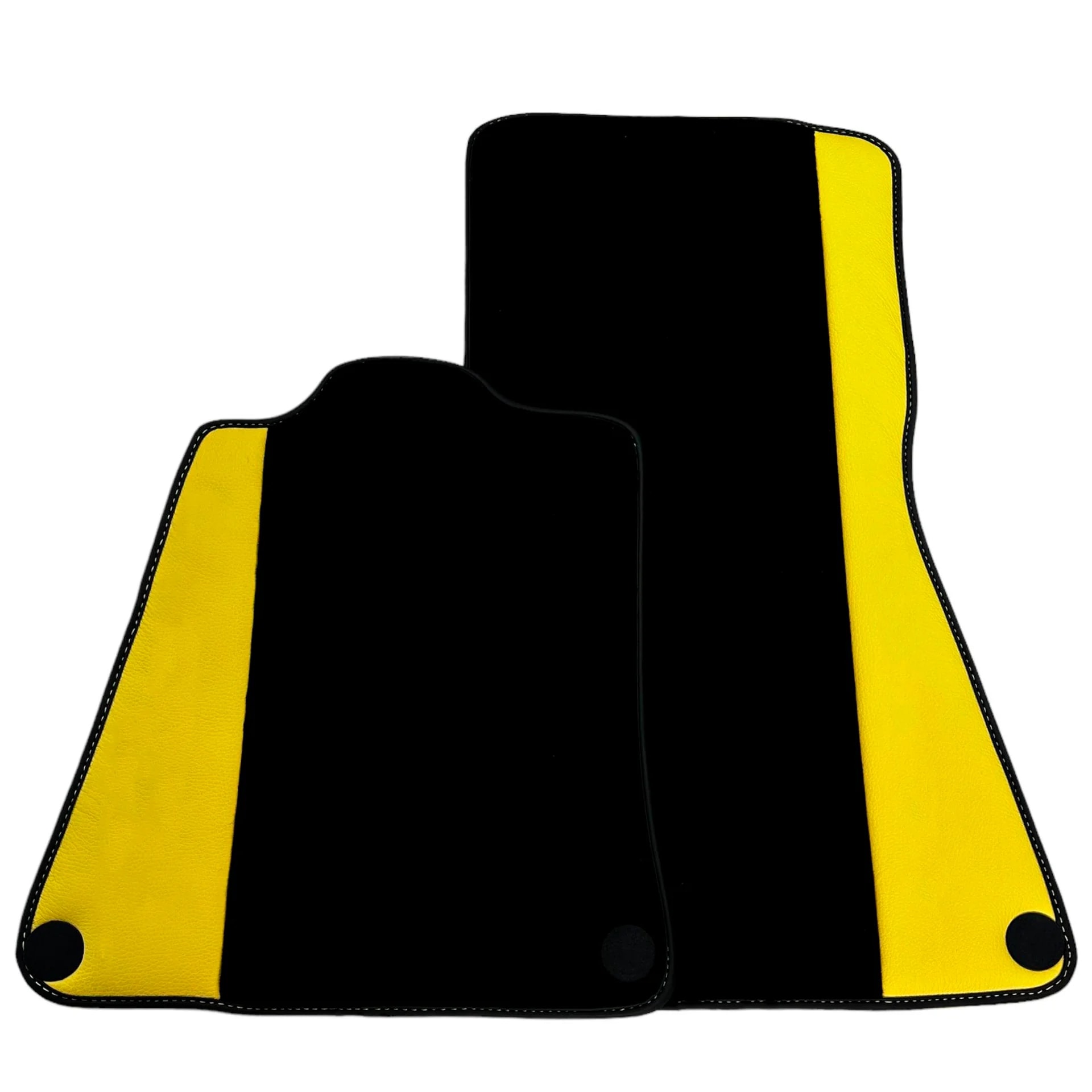 Black floor mats for McLaren 750S with yellow leather accents