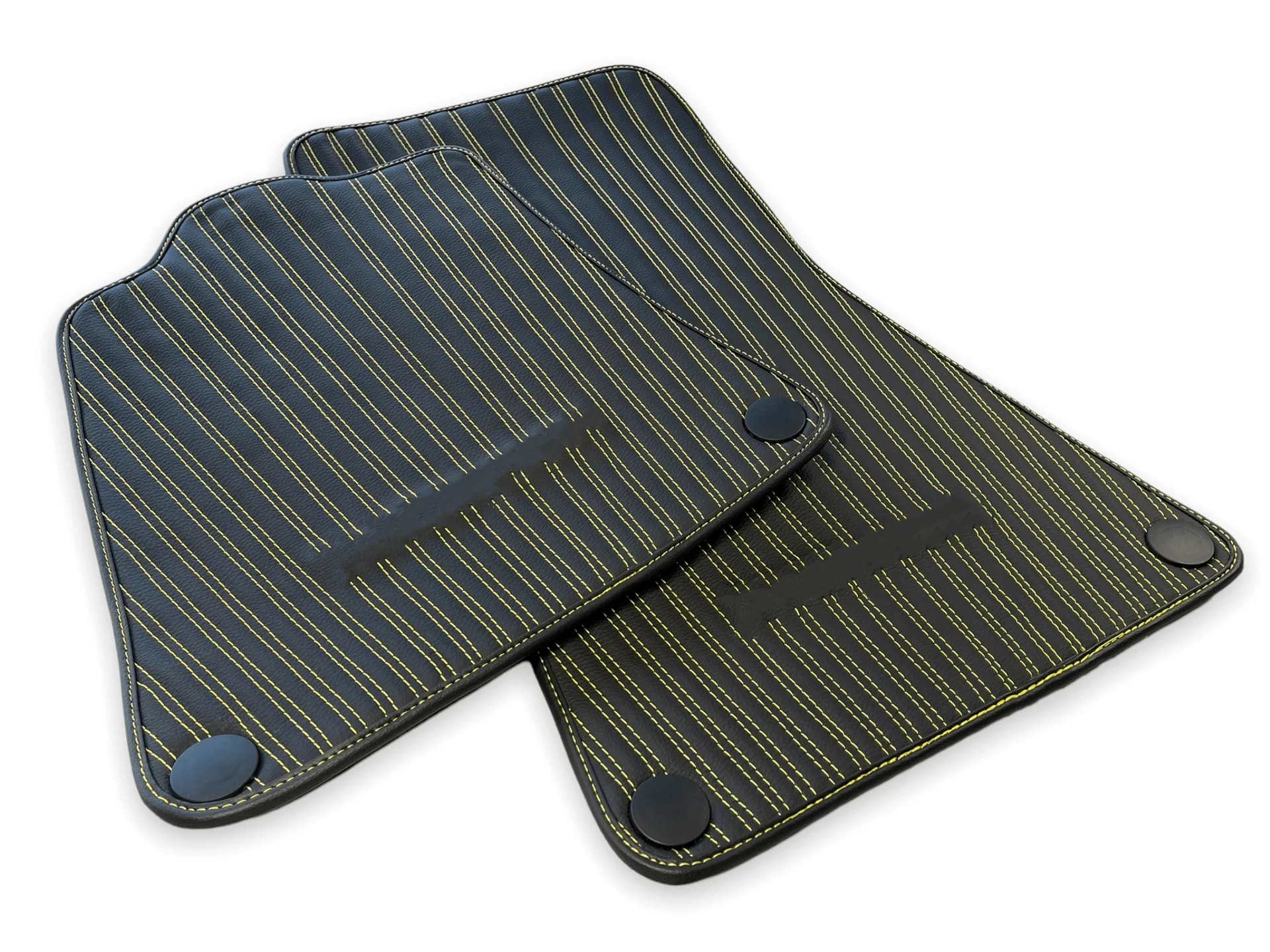 Luxury leather floor mats for McLaren MP4-12C with yellow stitching